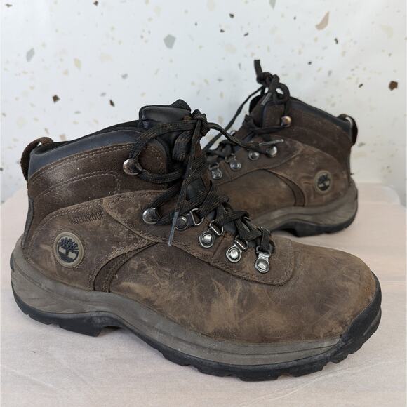 Timberland Men's Flume Brown Waterproof Mid Hiking Boots Size 7.5 | 251142 - Picture 1 of 8